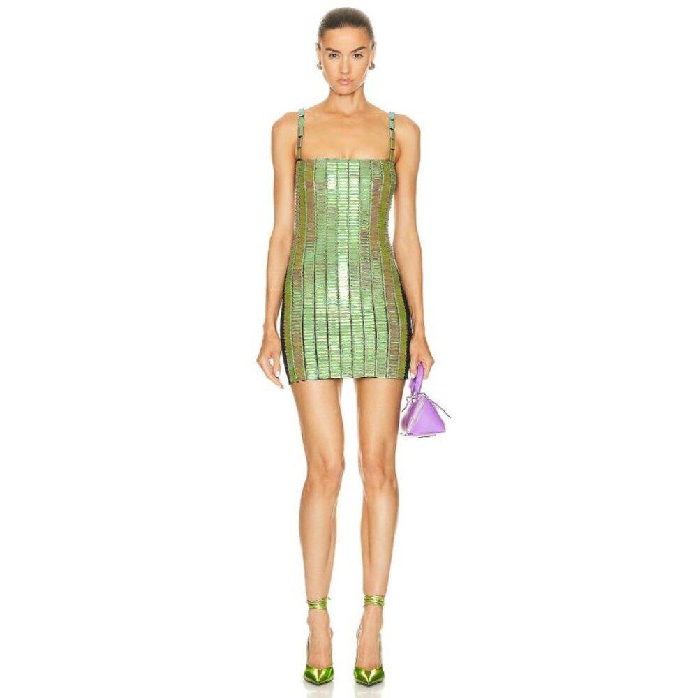 The Attico Rue Dress Iridescent Green